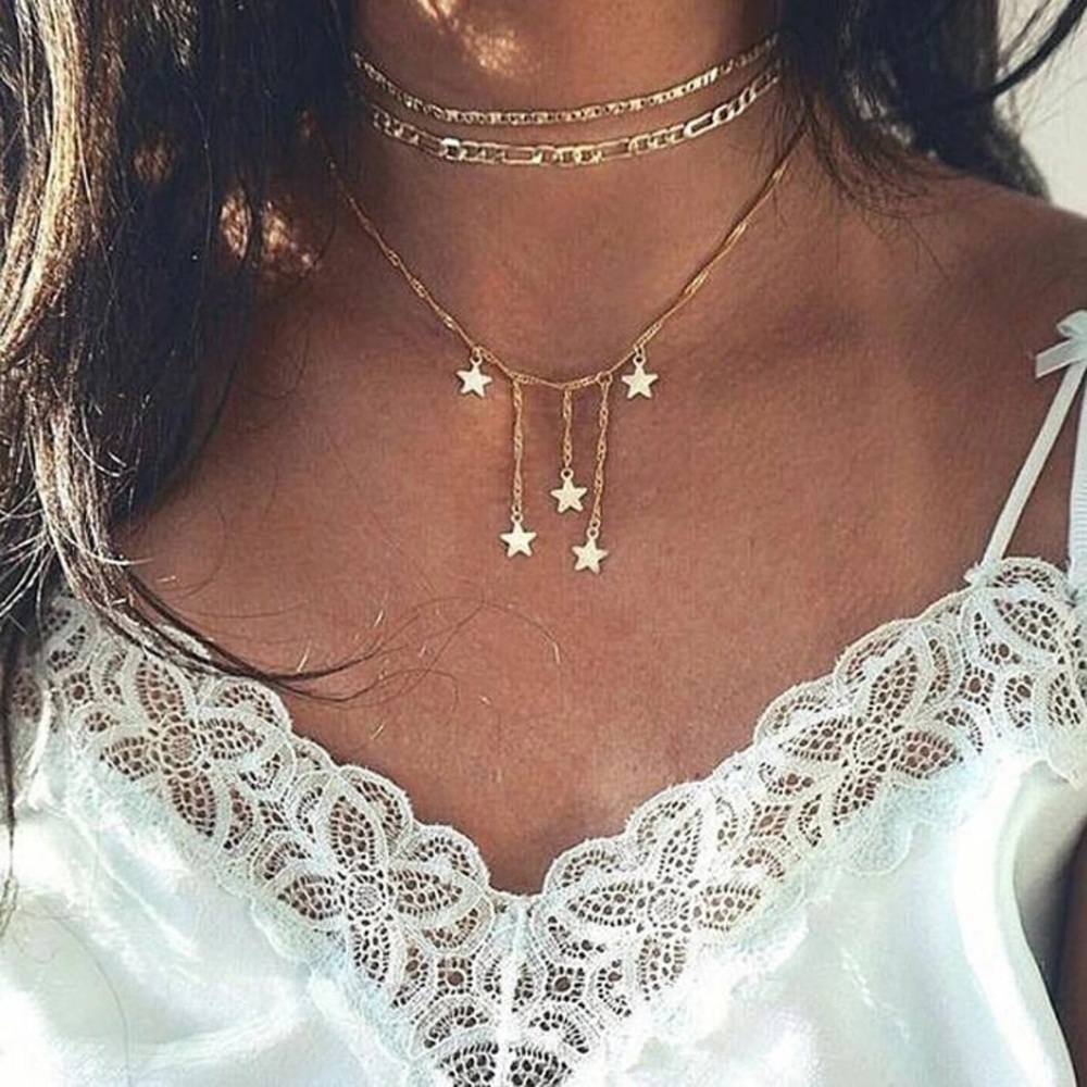 ‼️3/$30 Boho Star Multilayer Gold Choker Necklace